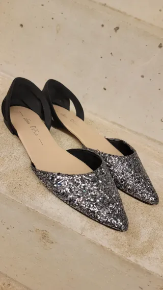 Bailarinas Brillantes Plateadas Negras