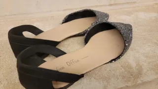 Bailarinas Brillantes Plateadas Negras