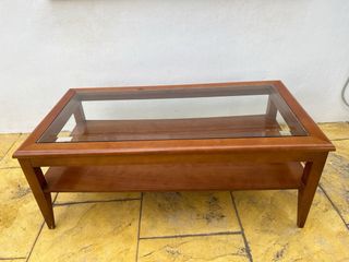 Mesa de centro elevable madera y cristal