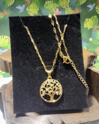 Colgante Acero Árbol de la Vida Dorado