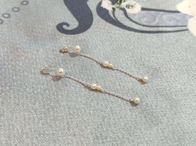 Pendientes colgantes perlas plata