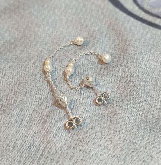 Pendientes colgantes perlas plata