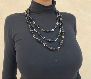 Collana pietre nere e multicolor