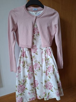 Vestido y Chaqueta Mayoral Flores Rosa Talla 14