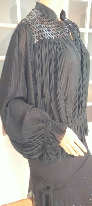 Blusa Fiesta Lentejuelas Plisada Talla Grande