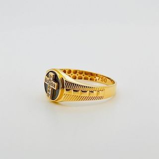 SELLO REDONDO CRUZ ONIX 18K