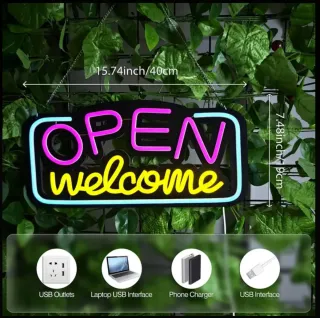 Lampada Neon LED "OPEN Welcome"
