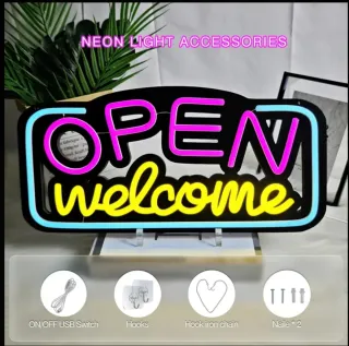 Lampada Neon LED "OPEN Welcome"