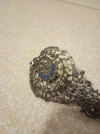 Broche pelo filigrana azul y plata