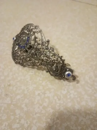 Broche pelo filigrana azul y plata