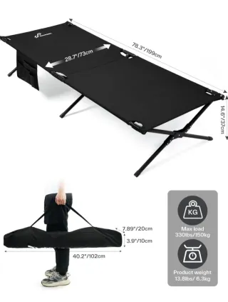 Cuna de Campamento Sportneer Negra