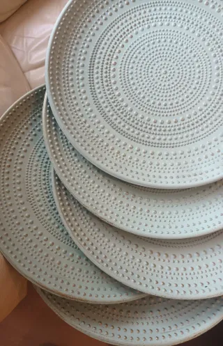 Set 5 Platos Cerámica Verde Aguamarina