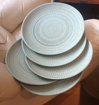 Set 5 Platos Cerámica Verde Aguamarina