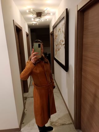 Abrigo Piel Camel Talla M Mujer