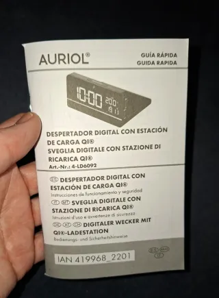 Despertador Digital AURIOL con Carga Qi