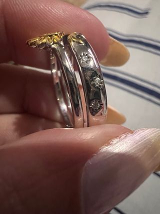 Anillo Doble Plata S925 Flor y Brillantes