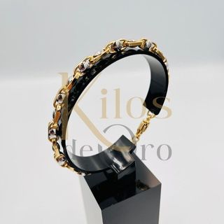 PULSERA BARBATE CLAVOS BICOLOR 6MM 18K