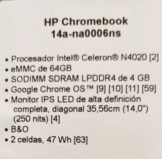 HP Chromebook 14a-na0006ns Full HD