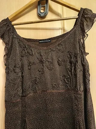 Vestido Talla XL Marrón Estampado  topos en beige