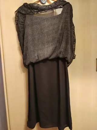 Vestido Talla XL Marrón Estampado  topos en beige