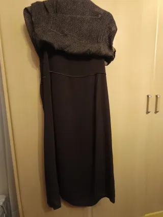 Vestido Talla XL Marrón Estampado  topos en beige