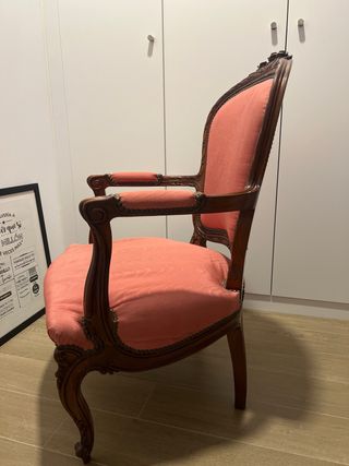 Sillón estilo Francés Rosa y Madera
