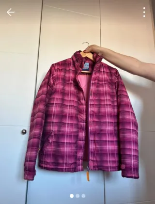 Cazadora juvenil cuadros fucsia