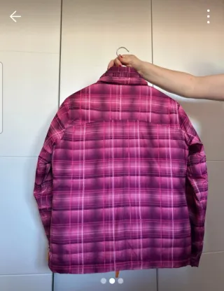 Cazadora juvenil cuadros fucsia