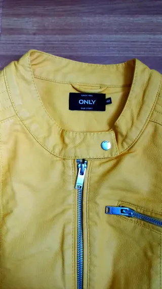 Cazadora Piel Only Mujer Amarilla Nueva
