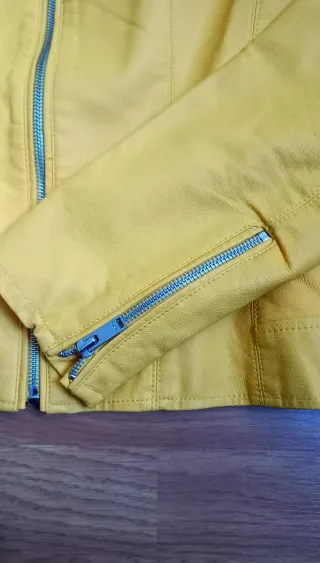 Cazadora Piel Only Mujer Amarilla Nueva