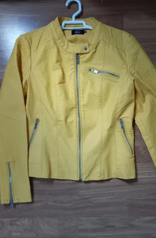 Cazadora Piel Only Mujer Amarilla Nueva