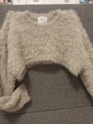 Jersey Zara niña/mujer gris plateado, amplio.