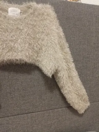 Jersey Zara niña/mujer gris plateado, amplio.