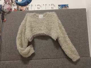 Jersey Zara niña/mujer gris plateado, amplio.