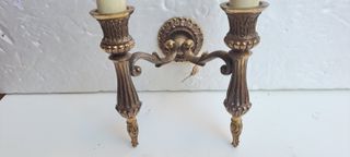Applique da parete in Ottone a Candela Vintage