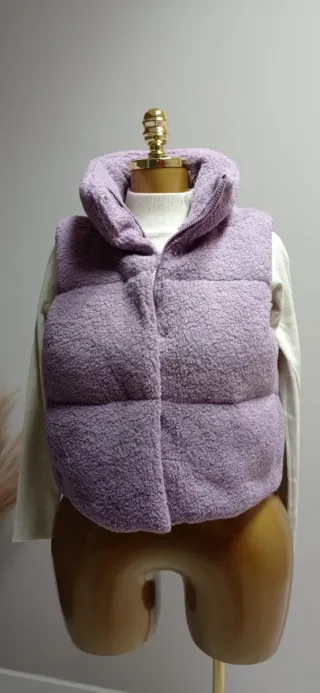 Chaleco borreguito lila por talla