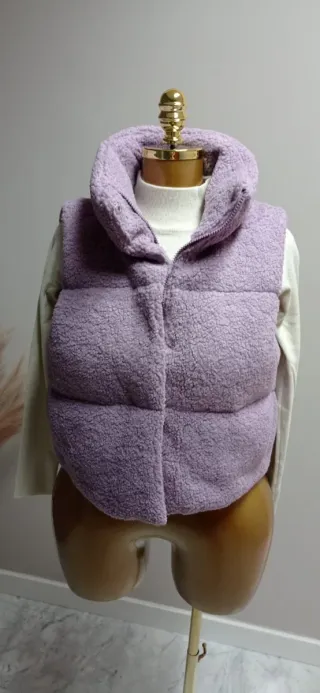 Chaleco borreguito lila por talla
