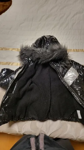 Abrigo niña 6-7 años negro y plata