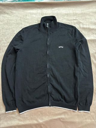 Felpa Zip Boss Vintage Uomo Nera