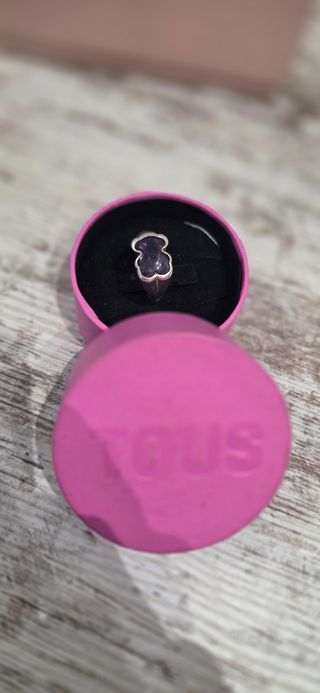 Anillo Plata Tous Oso Amatista Original como nuevo