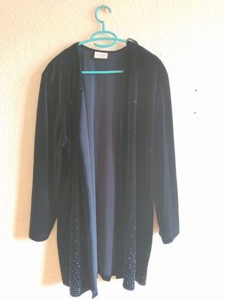 Vestido azul marino de terciopelo con chaqueta