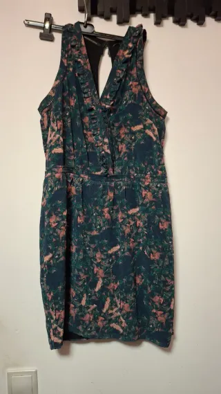 Vestido floral verde y rosa