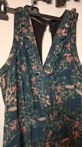 Vestido floral verde y rosa