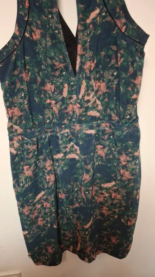 Vestido floral verde y rosa