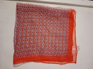 Pañuelo seda estampado naranja y morado