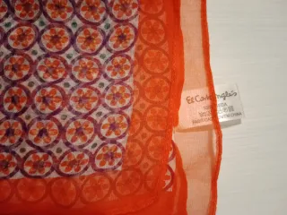 Pañuelo seda estampado naranja y morado