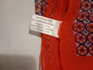 Pañuelo seda estampado naranja y morado