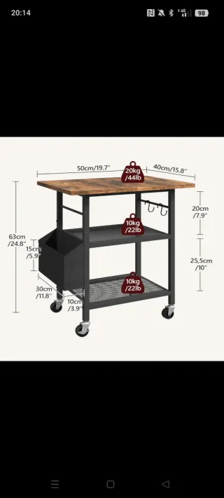 Tavolo Ausiliare Industriale con Ruote