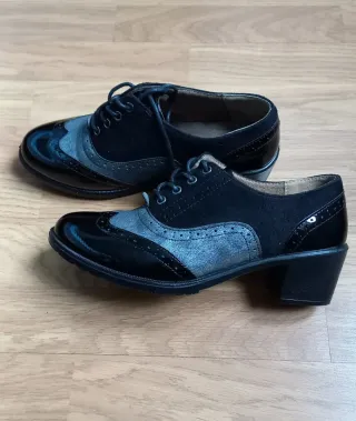 Zapatos tacón mujer talla 39 negro plateado