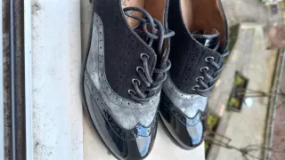 Zapatos tacón mujer talla 39 negro plateado